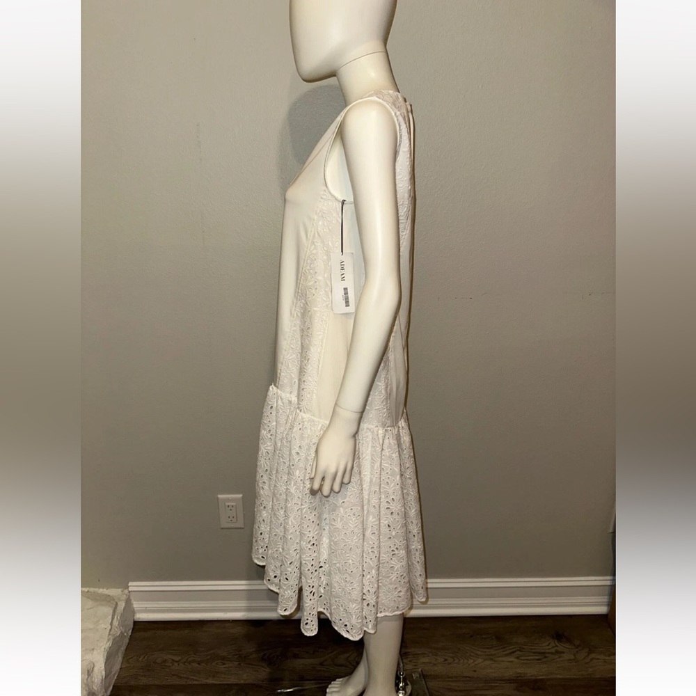 Adeam Intermix "Oceanic" white cotton embroidered drop waist boho midi dress XS - Picture 4 of 8